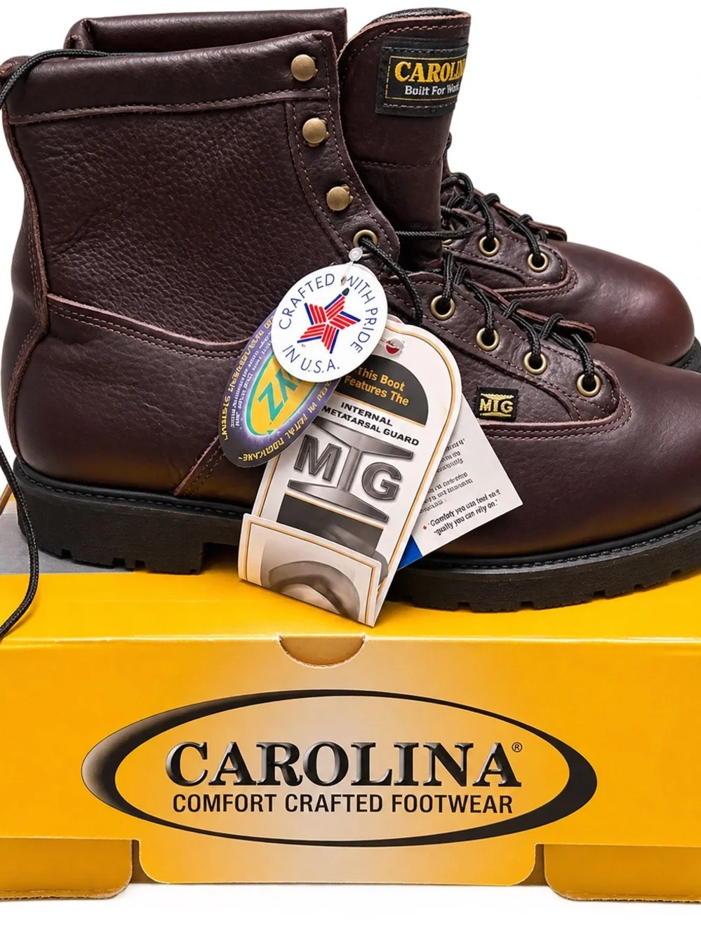 Carolina CA604 Work Boots Size 13 EE Wide USA Made Met Guard Leather NOS